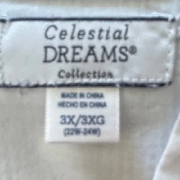Celestial Dreams Nightgown & Robe Women's Sz 2X/3X Blue & White Floral & Checked - Picture 11 of 12